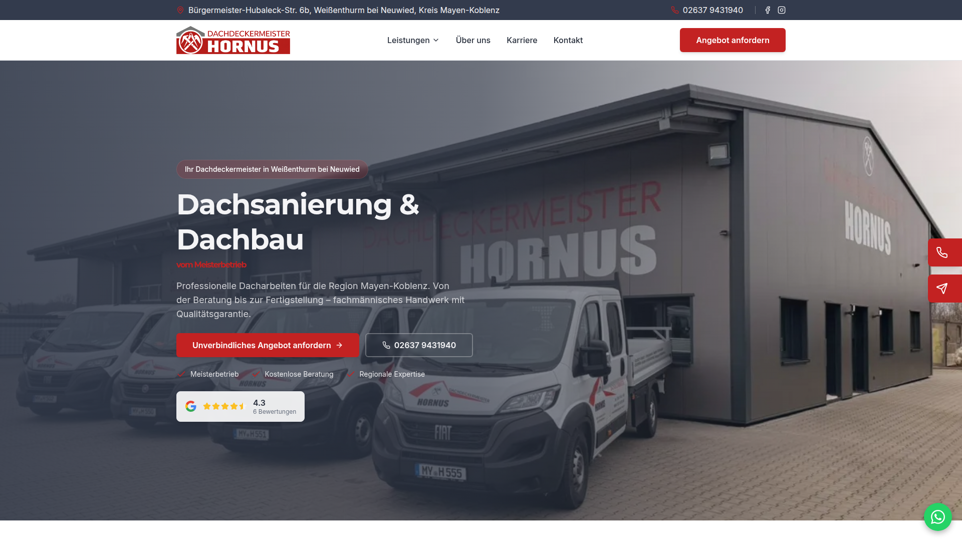 Website Dachdeckermeister Hornus